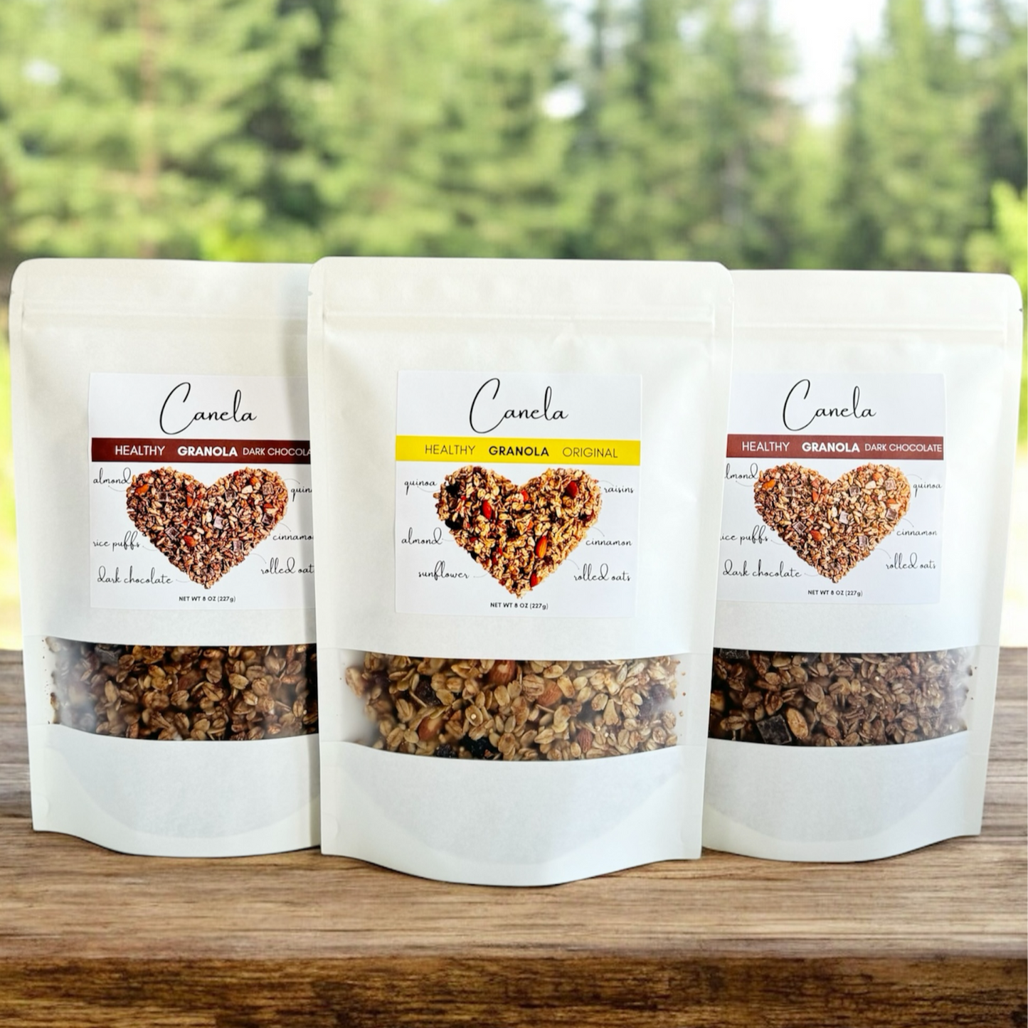 3 Bags of different flavors: 2 Dark chocolate and 1 Original .