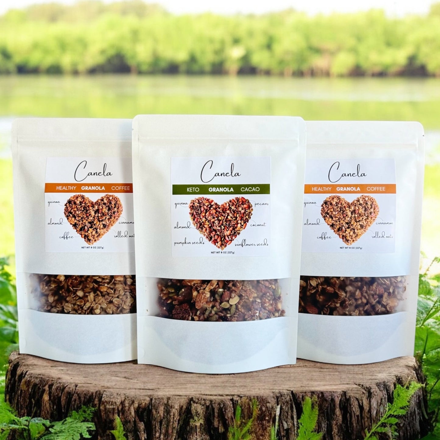 3 Bags of granola, handmade, healthy, vegan, organic, Flavors: 2 Coffee and 1 Keto cacao flavors.