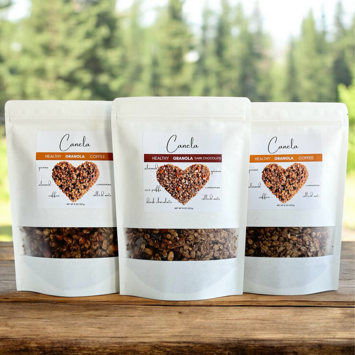 3 Bags of granola, handmade, healthy, vegan, organic, Flavors: 2 Coffee and 1 Dark chocolate.