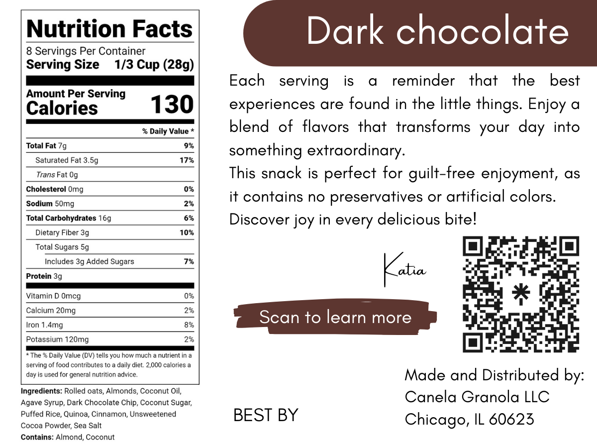 3 Bags of Dark Chocolate & Cocoa Crunch Handmade Granola