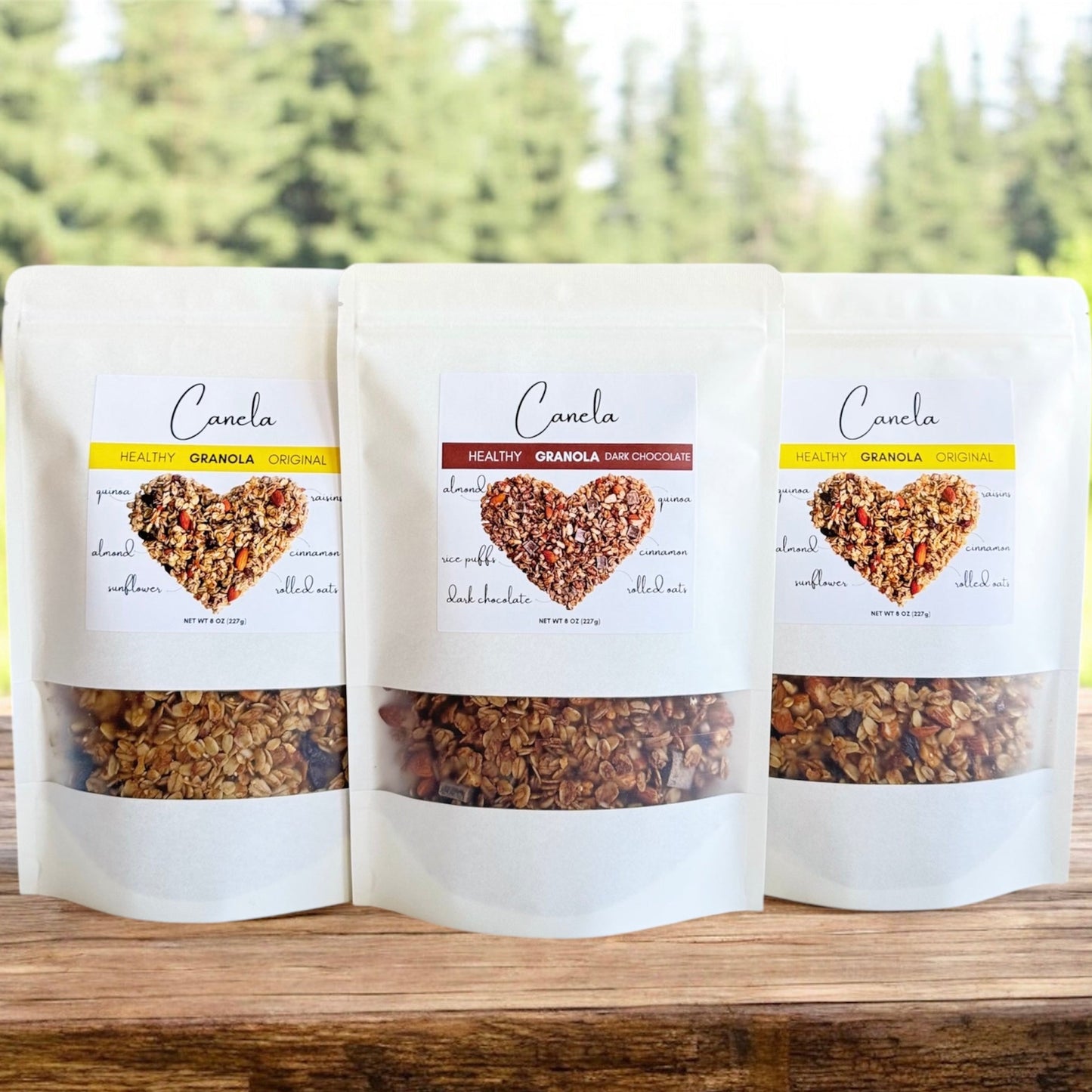 3 Bags of different flavors: 2 Original and 1 Dark chocolate.