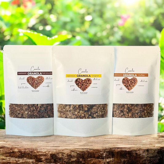 3 Bags of different flavors: Original, Dark chocolate, and Coffee.