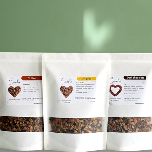 3 Bags of different flavors: Original, Dark chocolate, and Coffee.