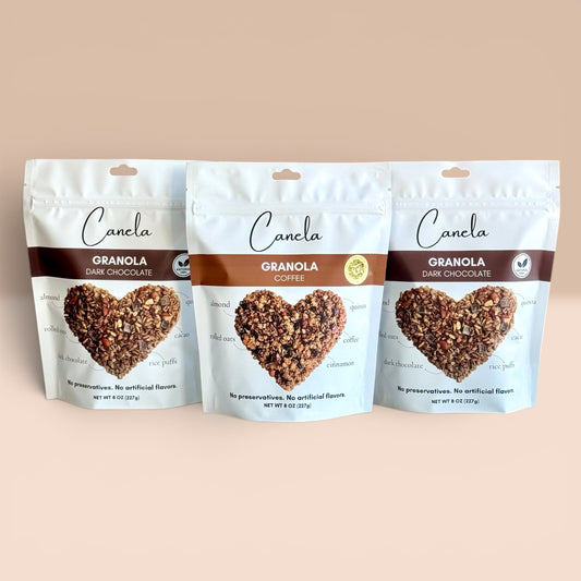 3-Pack Granola Combo: 2 Dark Chocolate + Coffee | Natural, Artisan & Crunchy | healthy | organic
