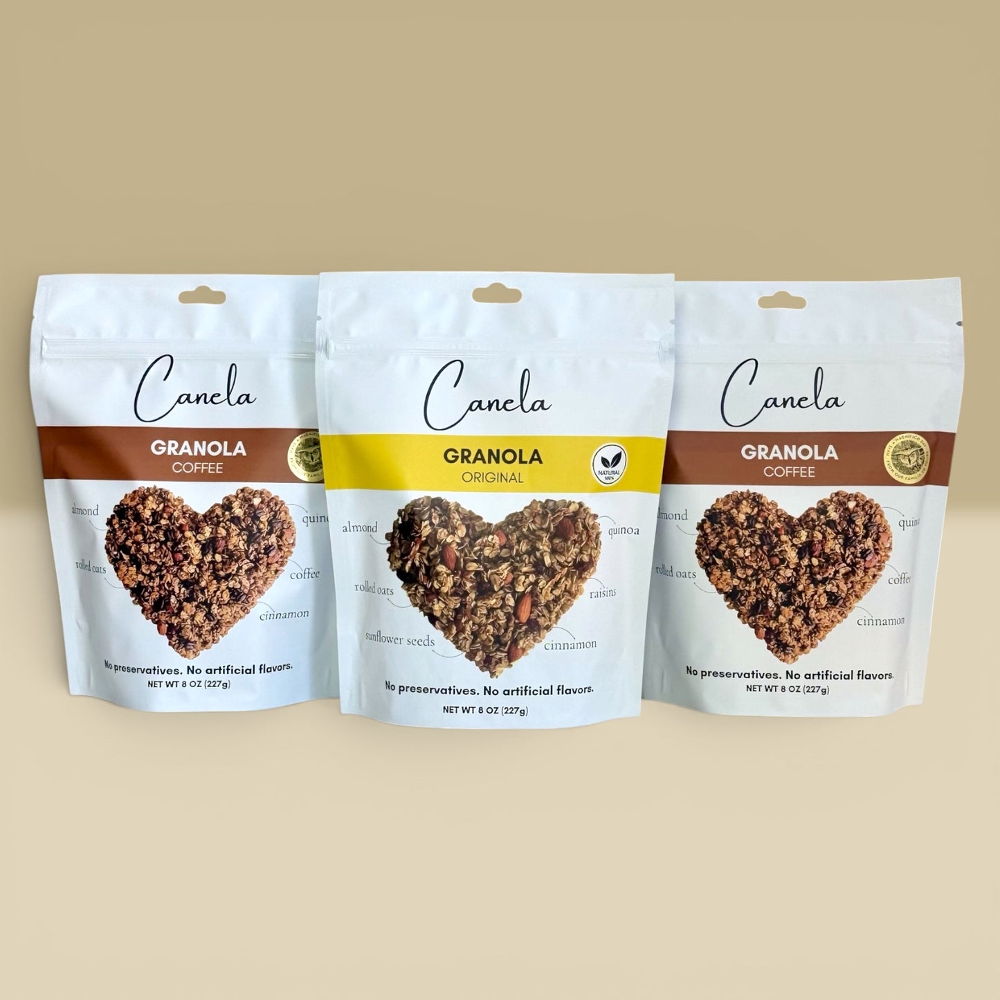 3-Pack Granola Combo: 2 Coffee + 1 Original | Natural, Artisan & Crunchy | healthy | organic | Vegan