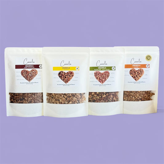 4-Pack Granola Combo: Original + Dark chocolate + Coffee & Keto Cacao | Natural | Artisan | Crunchy | healthy | organic | vegan