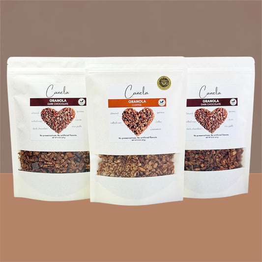 3-Pack Granola Combo: 2 Dark Chocolate + Coffee | Natural, Artisan & Crunchy | healthy | organic