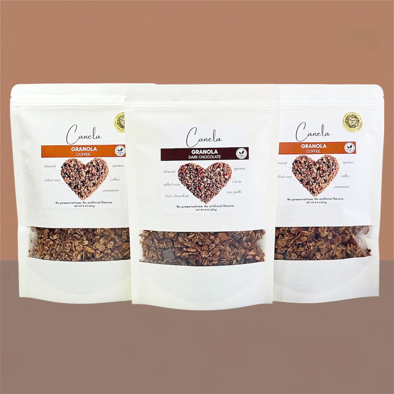 3-Pack Granola Combo: 2 Coffee + 1 Dark Chocolate | Natural, Artisan & Crunchy | healthy | organic