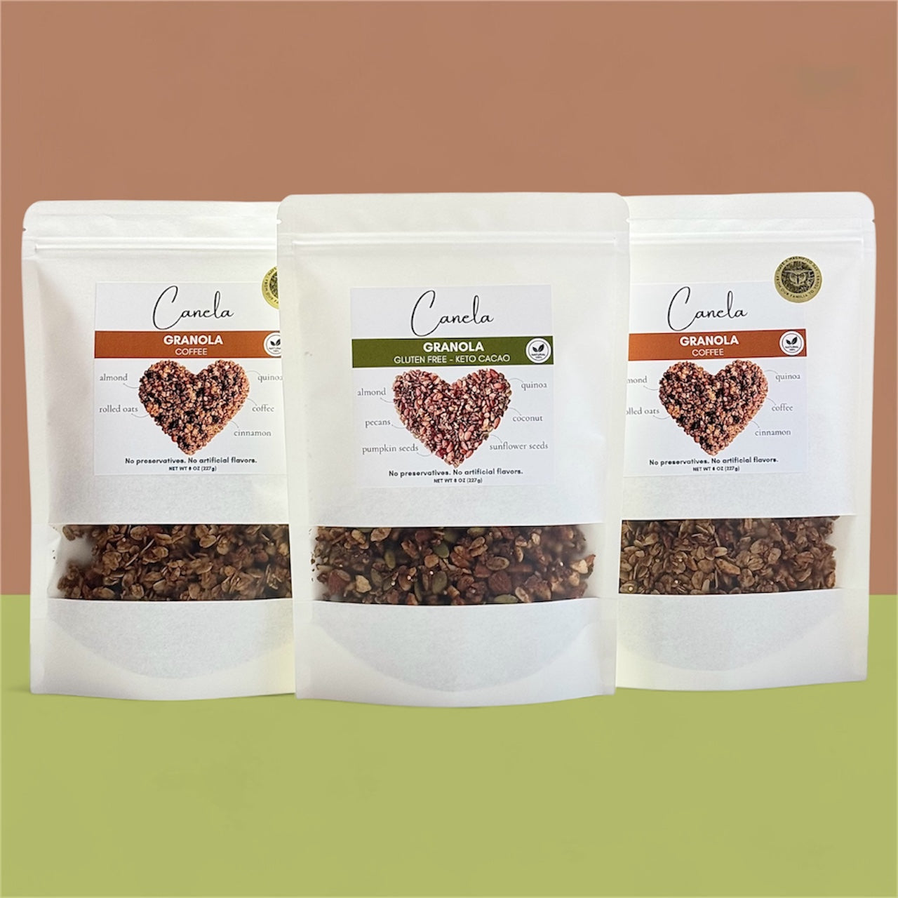 3-Pack Granola Combo: 2 Coffee + 1 Keto Cacao | Natural, Artisan & Crunchy | healthy | organic | vegan