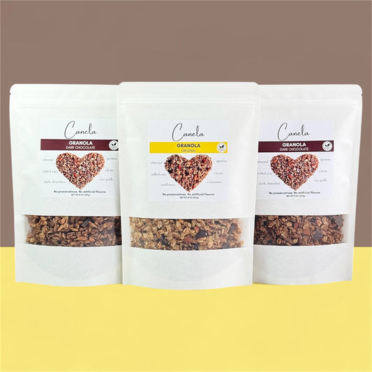 3-Pack Granola Combo: 2 Dark Chocolate + 1 Original | Natural, Artisan & Crunchy | healthy | organic