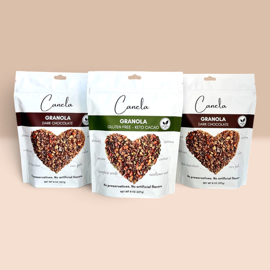 3-Pack Granola Combo: 2 Dark Chocolate + 1 Keto Cacao | Natural, Artisan & Crunchy | healthy | organic
