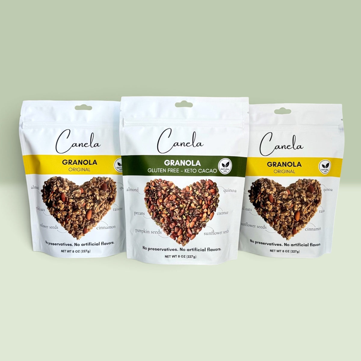 3-Pack Granola Combo: 2 Original + 1 Keto Cacao | Natural, Artisan & Crunchy | vegan